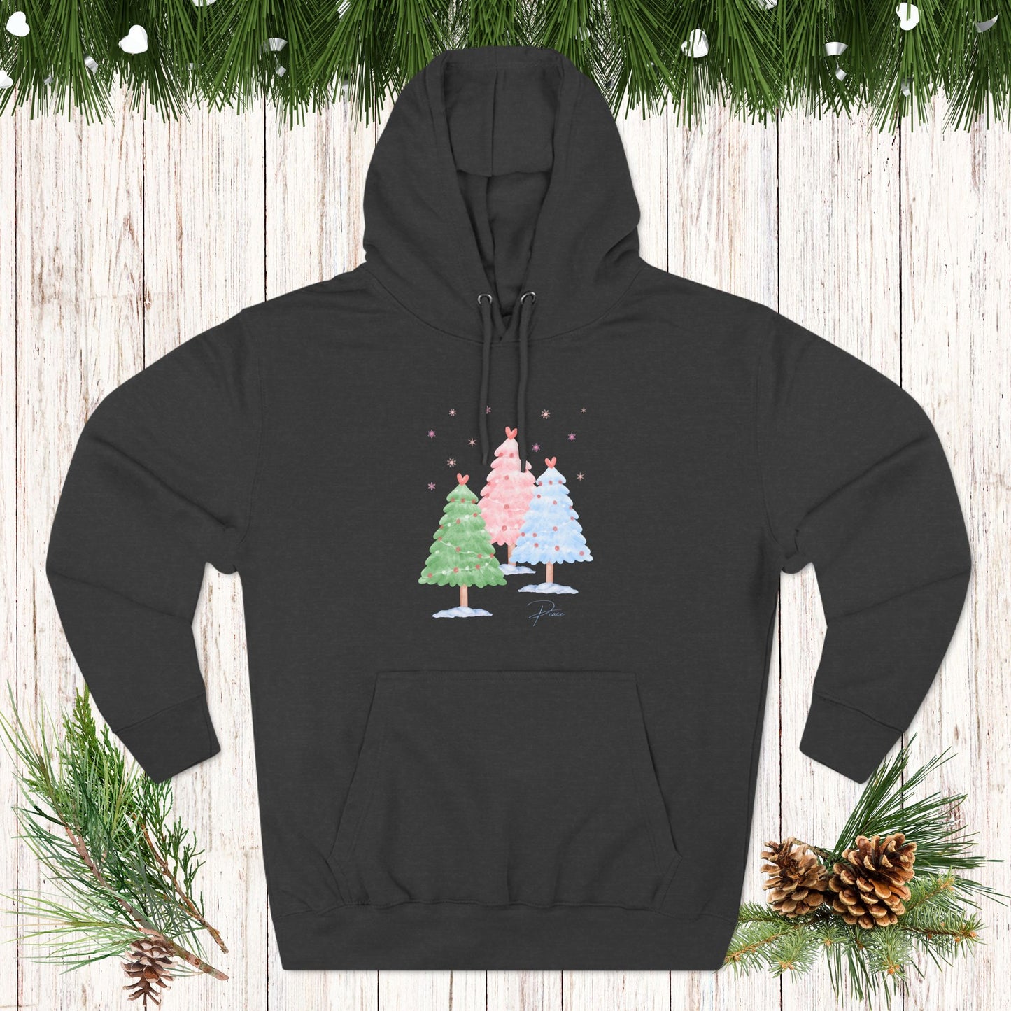 CHRISTMAS TREE PEACE Three-Panel Fleece Hoodie