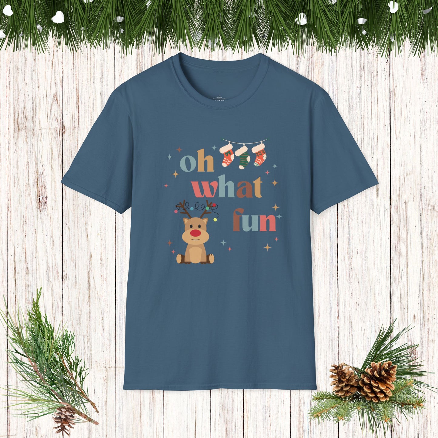 OH WHAT FUN reindeer Softstyle T-Shirt