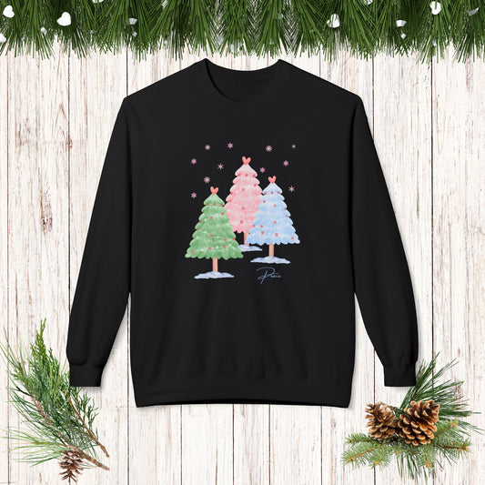 CHRISTMAS TREES PEACE Midweight Softstyle Fleece Crewneck Sweatshirt