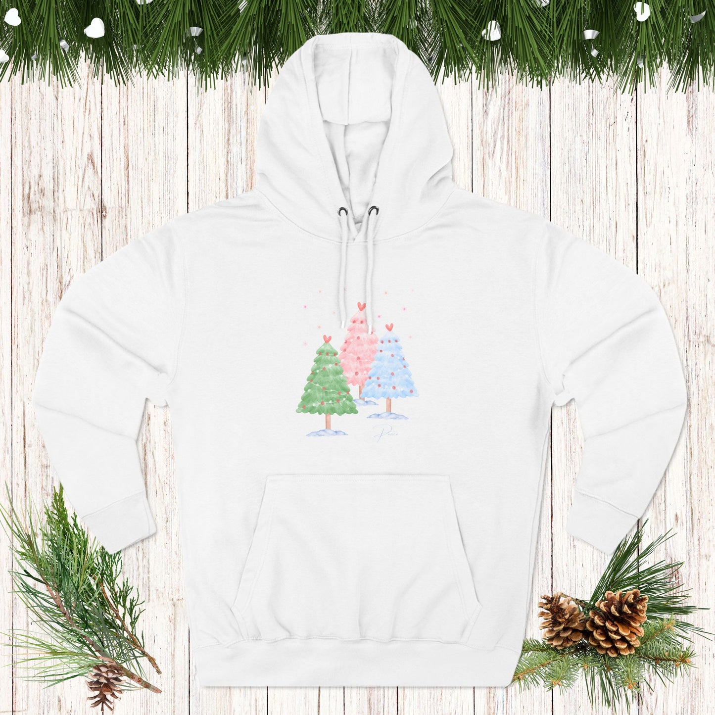 CHRISTMAS TREE PEACE Three-Panel Fleece Hoodie